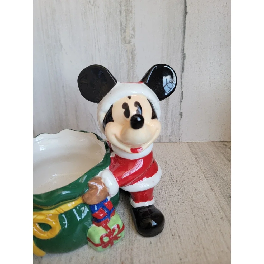 Disney Santa Claus gift bag candy dish Xmas ceramic home‎ decor present toy